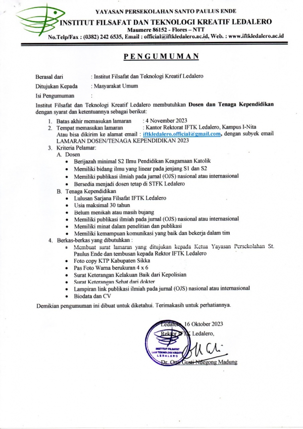 pengumuman rekrutmen oktober 203 2